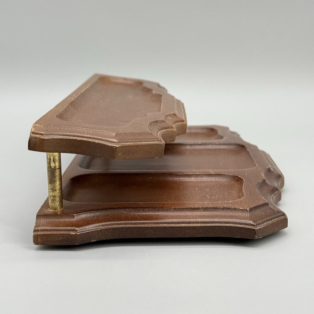 Vintage Wooden Dresser Desk Top Organizer 2 Tier Valet Mid Century 12 x 5.75 x 3 - Picture 7 of 9